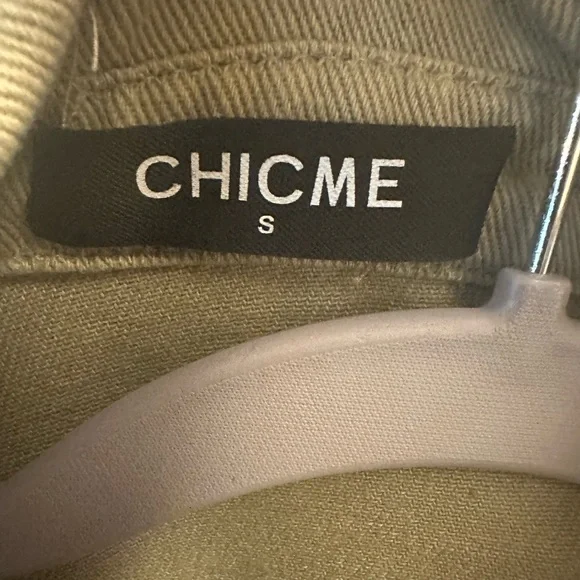 ChicMe Oversized Khaki & Sequin Button Down Shirt-Size S - Picture 3 of 12